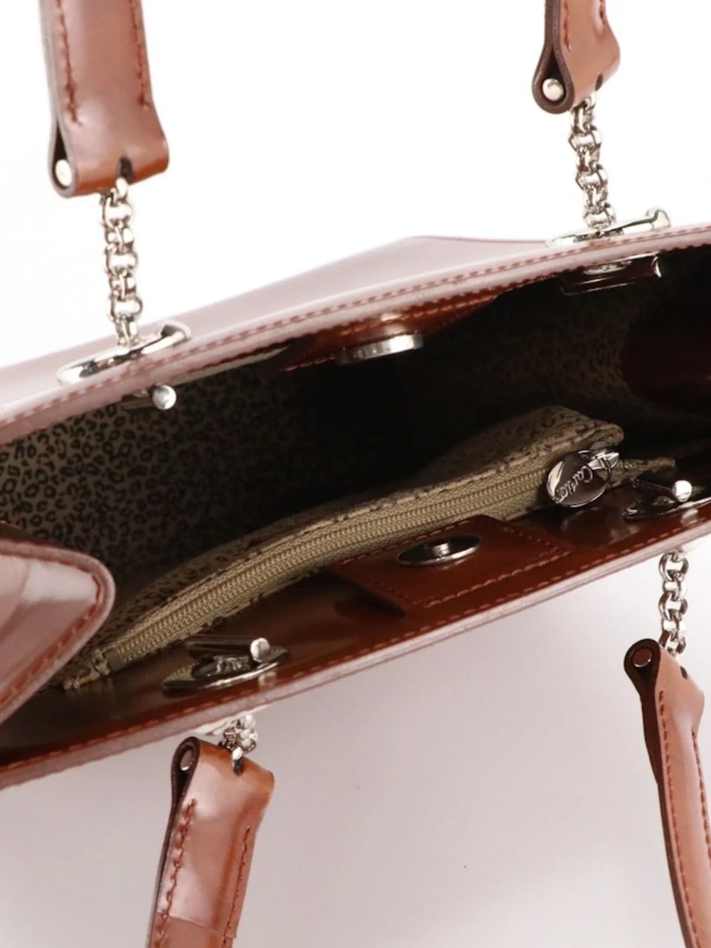 Cartier Panthere Classic Brown Leather Tote Shoulder Bag